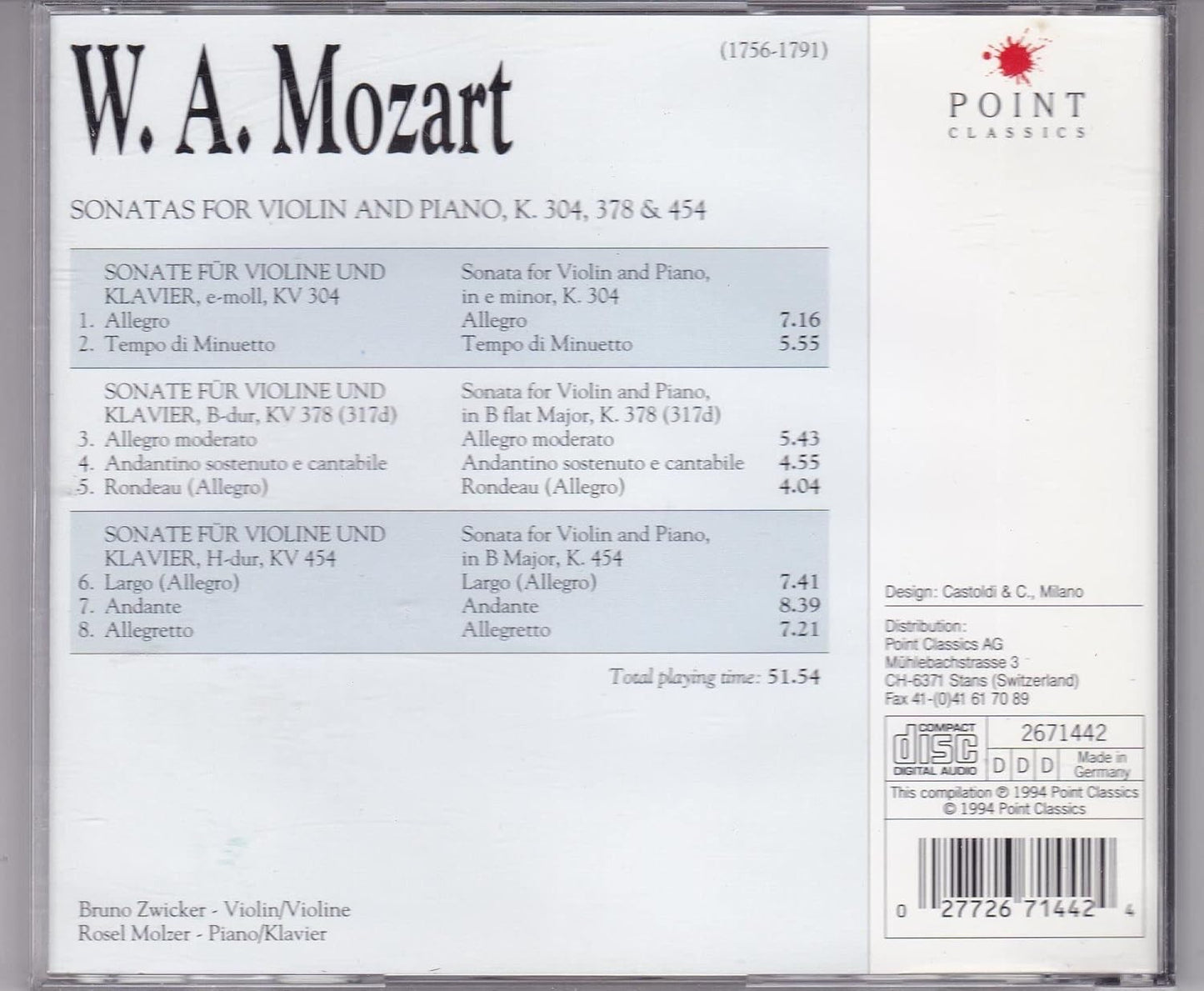Mozart - Sonatas for Violin and Piano K. 304, 378 & 454