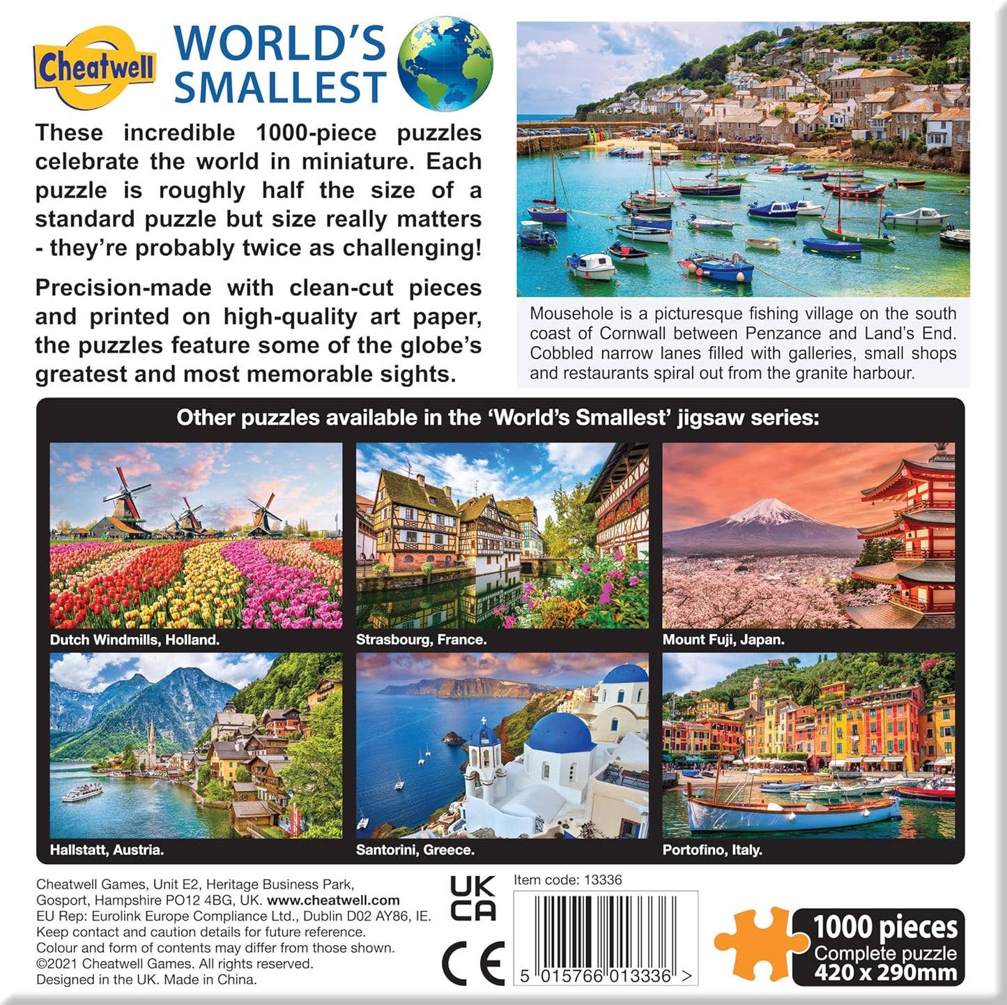 Cheatwell Games World's Smallest 1000 Piece Puzzle Mousehole, Blue, Orange, Red, Green