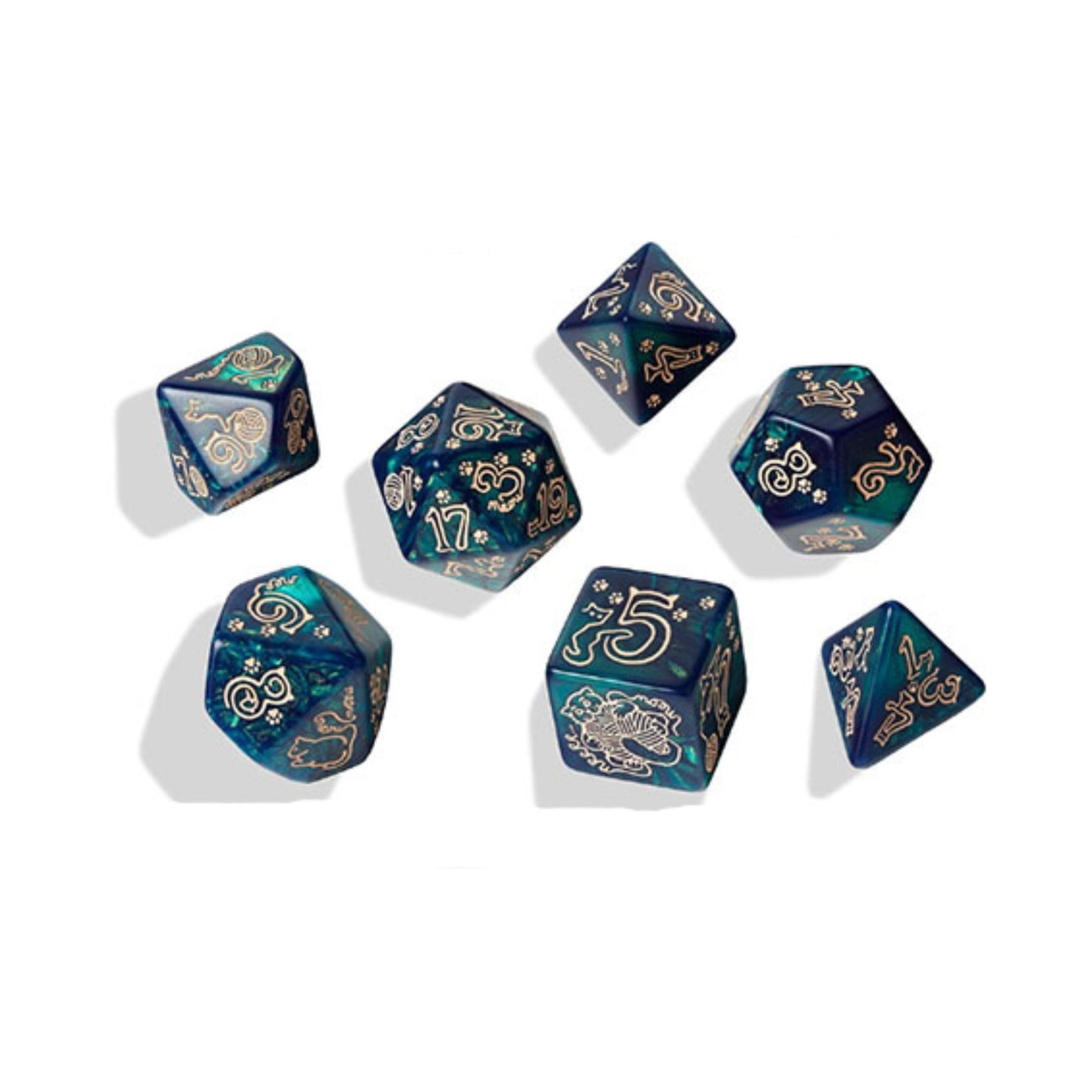 Jumbo Cats Dice Set Whiskers by Q-Workshop | Ages 14+ | Oversized Cat-Themed Polyhedral Dice for Tabletop RPGs, D&D, Board Games & Collectors | Premium Feline Design