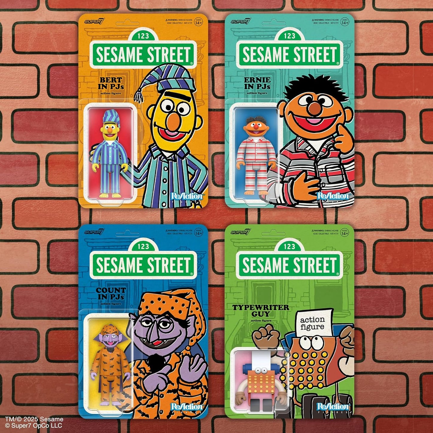Super7 Reaction Figure Sesame Street Bert in PJs - 3.75" Sesame Street Action Figure - Classic TV Show Collectibles and Retro Toys