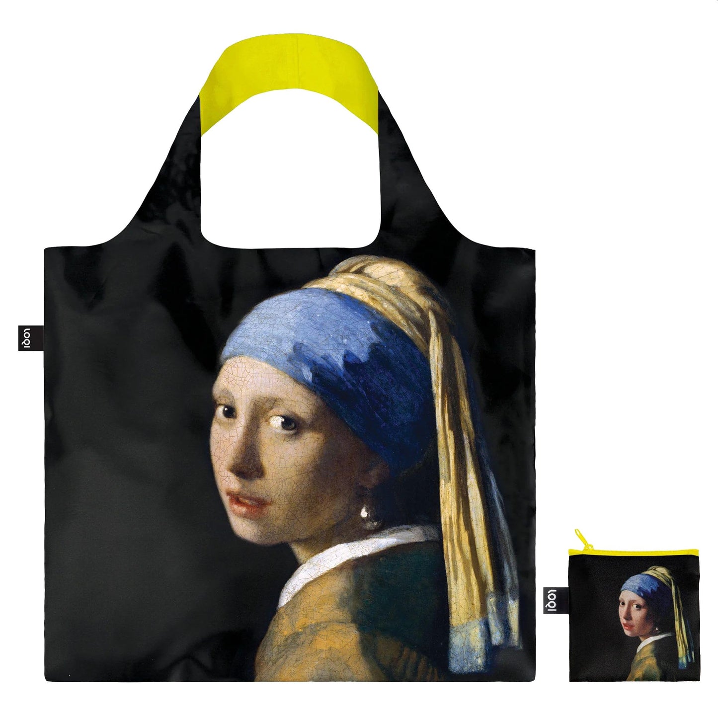 JOHANNES VERMEER Girl with a Pearl Earring Recycled: Gewicht 55 g, Größe 50 x 42 cm, Zip-Etui 11 x 11.5 cm, handle 27 cm, water resistant, made of polyester, OEKO-TEX certified, can carry up to 20 kg