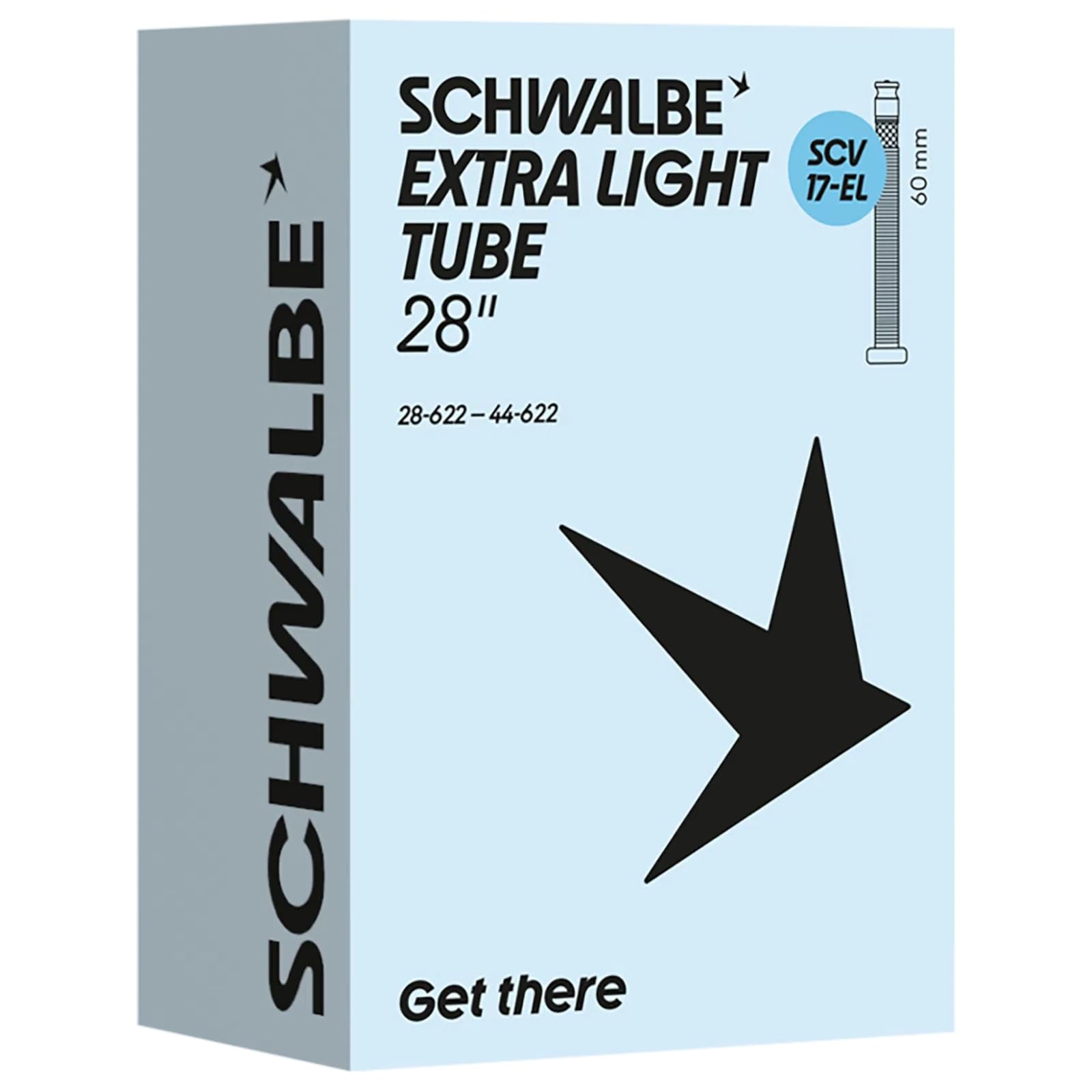 Schwalbe Bicycle Inner Tube SCV17-EL Extra Light 28/44-622 IB Black 60 mm