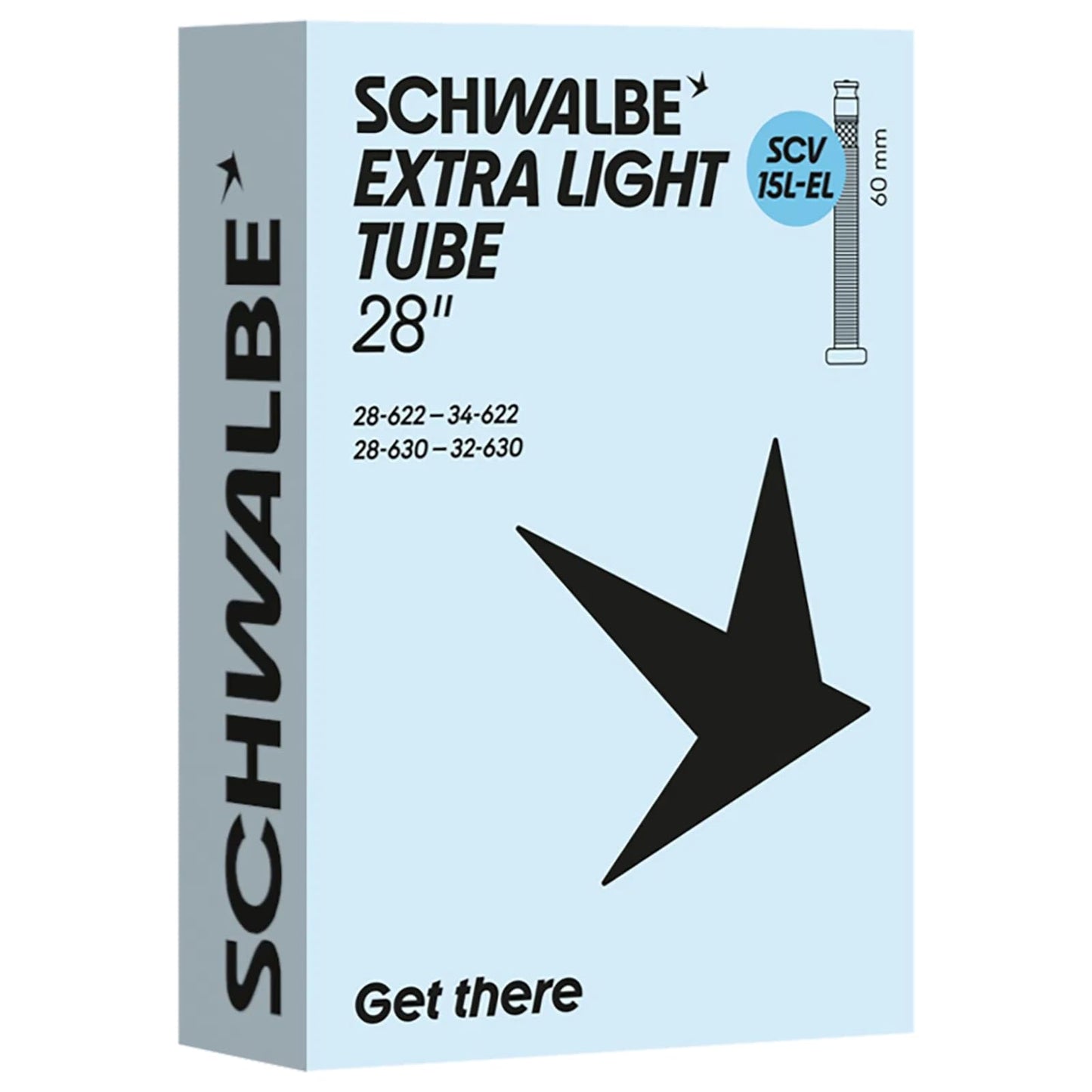 Schwalbe Fahrradschlauch SCV15L-EL EXTRA Light 28/34-622/630 IB Black 60mm