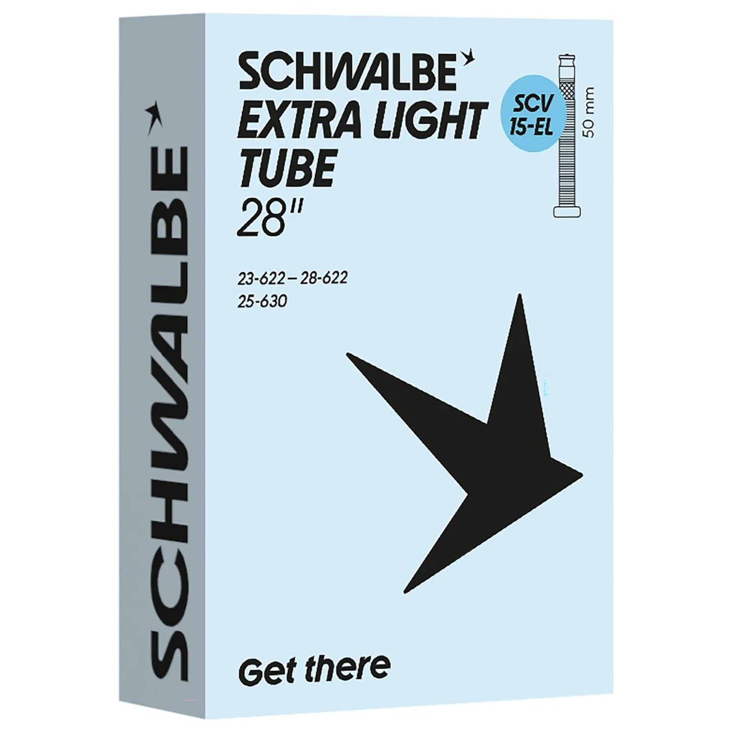 Schwalbe Bicycle Inner Tube SCV15-EL Extra Light 23/28-622/630 IB Black 50 mm