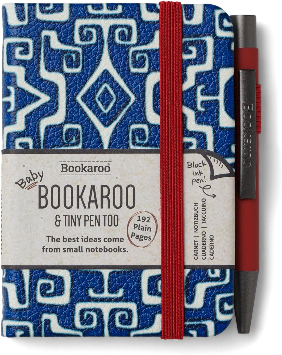 IF Bookaroo Notebook - A7 Pocket and Handbag size Notebook plus Black Ballpoint Pen, 192 pages - Navy & Dark Red - Aztec
