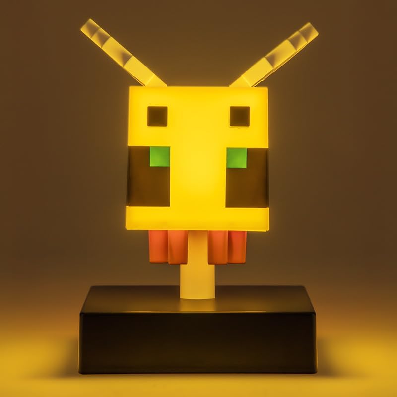 Paladone Minecraft Bee Icon Light – 11cm Light‑Up Figure for Bedroom or Gaming Space – Soft Glow Battery Lamp