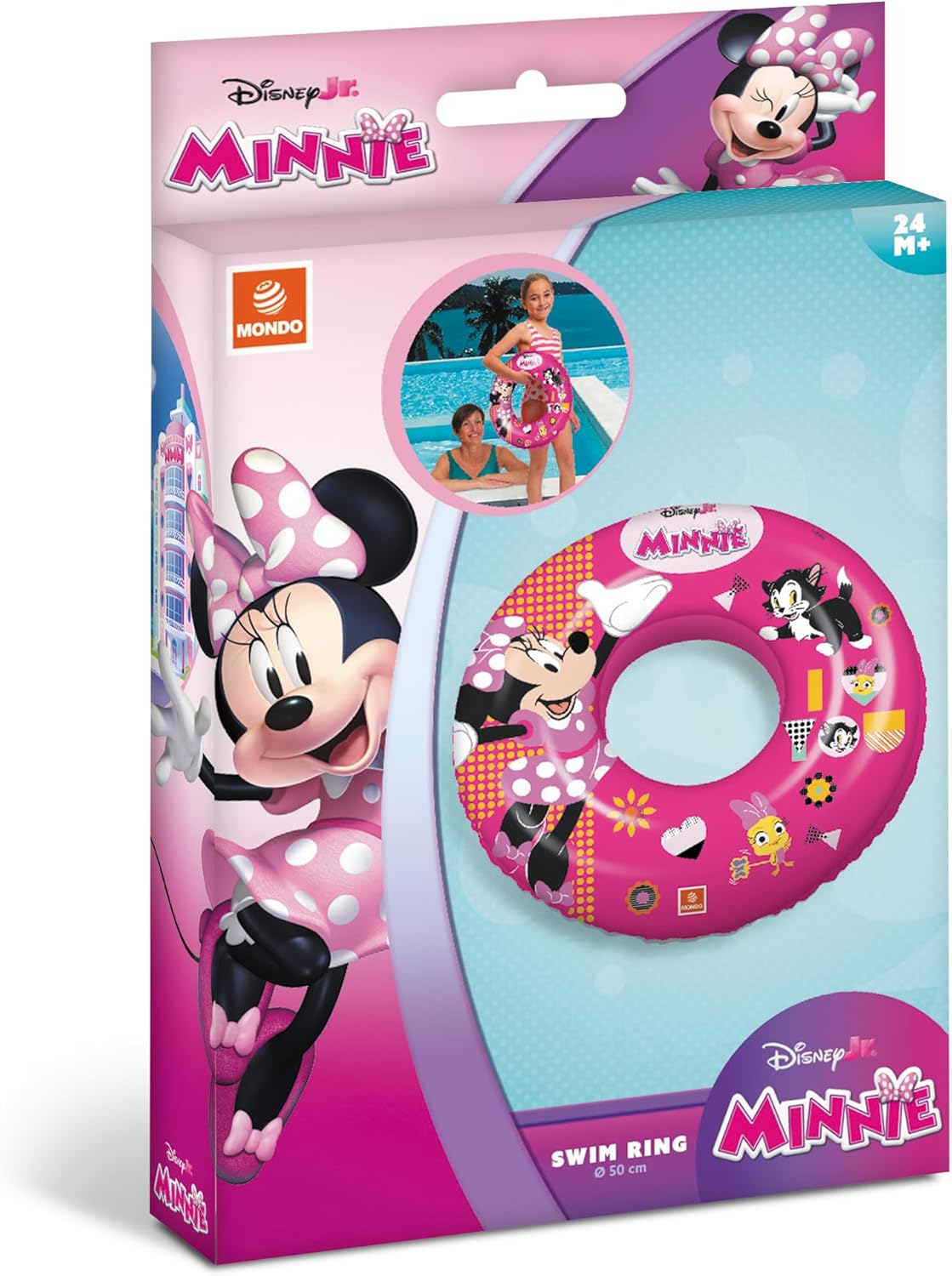 Mondo Toys Minnie Swim Ring – 16967 Inflatable Donut‑Style Swimming Ring for Children, Ideal for Pool & Sea