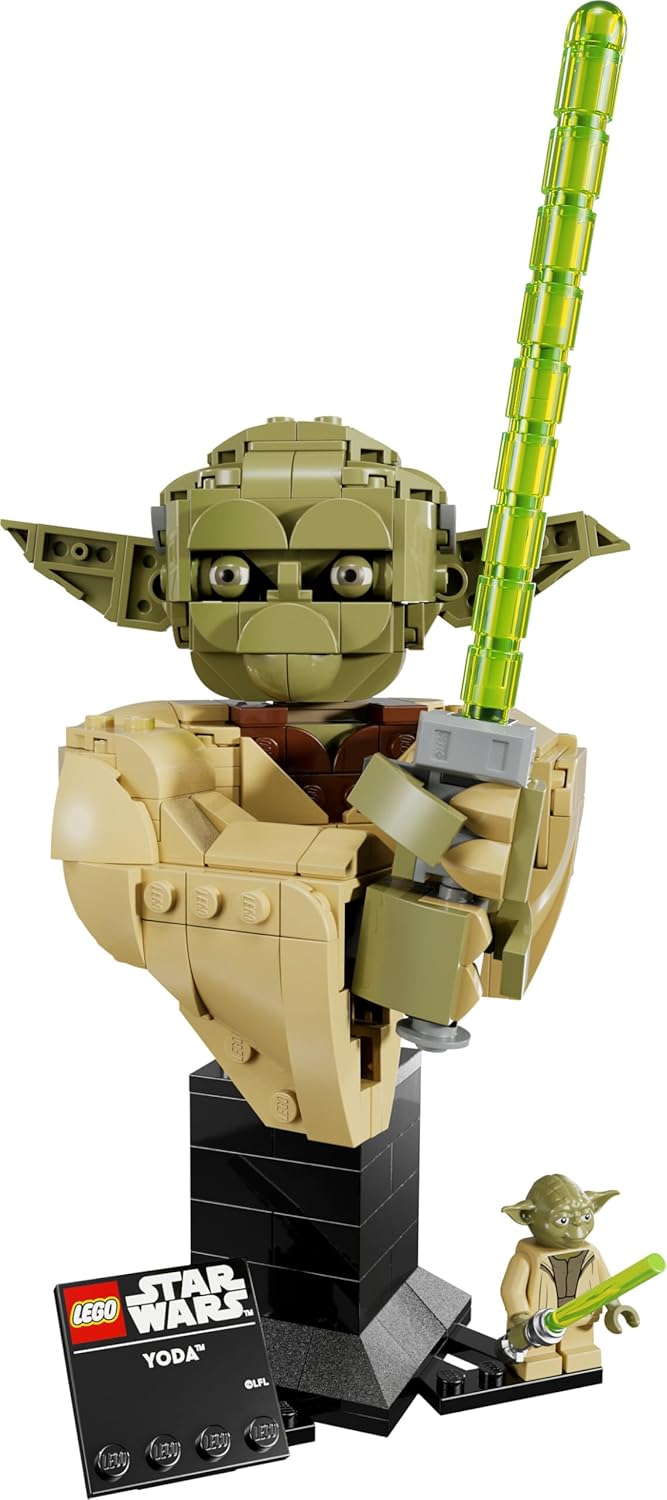 LEGO Star Wars 75438 Yoda Bust - Display Model Kit for Adults w/Green Lightsaber & Collectible Jedi Master Minifigure - DIY Shelf or Room Decor - Gift Idea for Attack of the Clones Fans