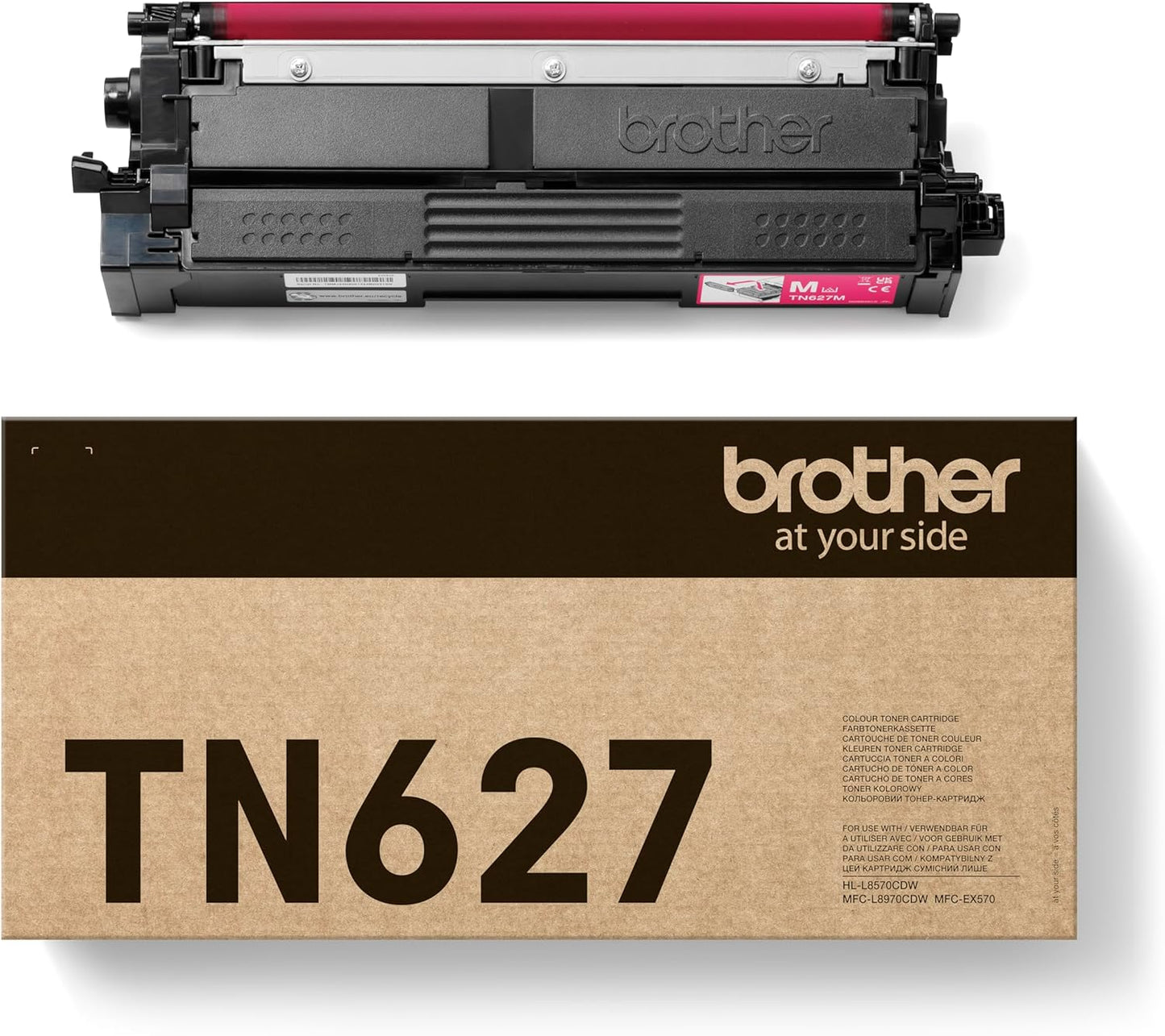 Brother TN627M Toner Cartridge, Magenta, Single Pack, up to 10,000 Pages, Includes 1 x Toner Cartridge, Genuine Supplies