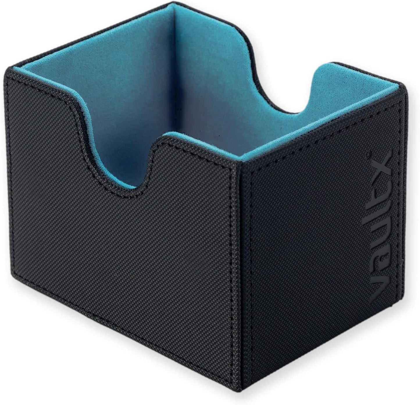 Vault X Trading Card Sideloading Deck Box, 100+ sleeved cards, Premium Exo-Tec Material, Card Holder Storage Box, Detachable Magnetic Lid, for MTG Commander Game, TCG (Black/Electric Blue