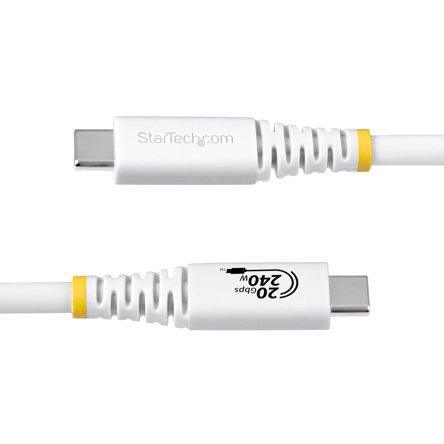 StarTech.com Câble USB 4 de 2 m, 20 Gbps, Câble USB-C Certifié USB-IF, PD EPR 240 W, DP 1.4 4K 120 Hz, Gaine TPE, Cordon USB-C Blanc