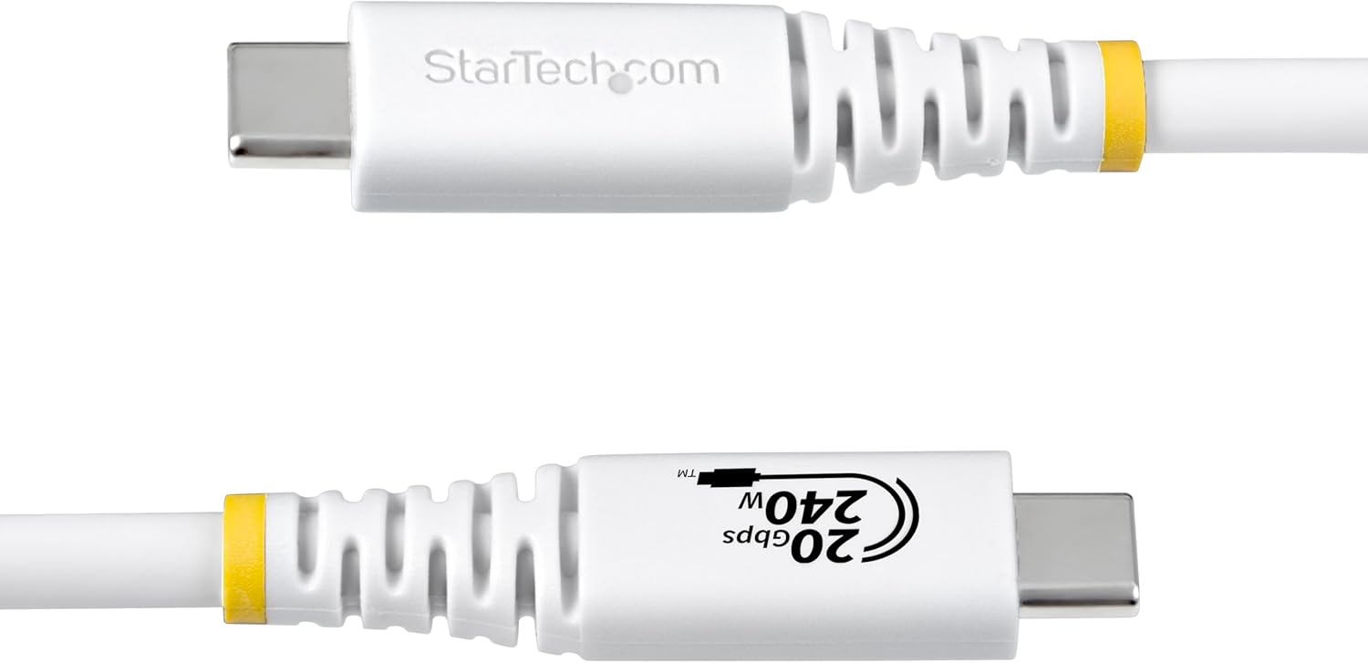 StarTech.com Cable USB4 2m - Cable USB-C Certificado USB-IF - 20Gbps - 240W - 4K120 - DP 1.4 - Cable USB Tipo C - TPE - Blanco