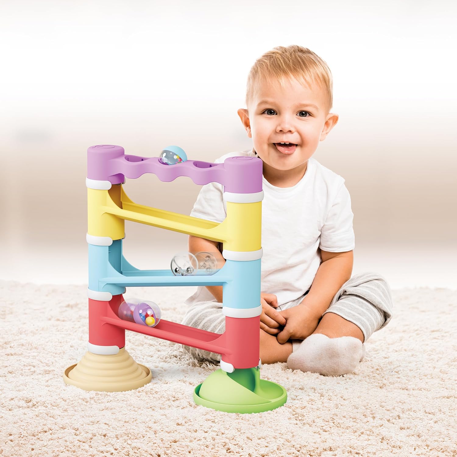 QUERCETTI Migoga Tower Sound kbaan 18 maanden, Montessori creatieve en educatieve spellen, cadeau voor jongens van 1 jaar, 2 speelgoed voor kinderen van 3 jaar, milieuvriendelijk, meerkleurig