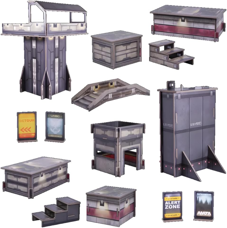 mantic Halo: Flashpoint New Mombasa Terrain Expansion Pack | Urban Terrain Expansion for Halo Miniatures Game | Scenery and Battlefield Setup
