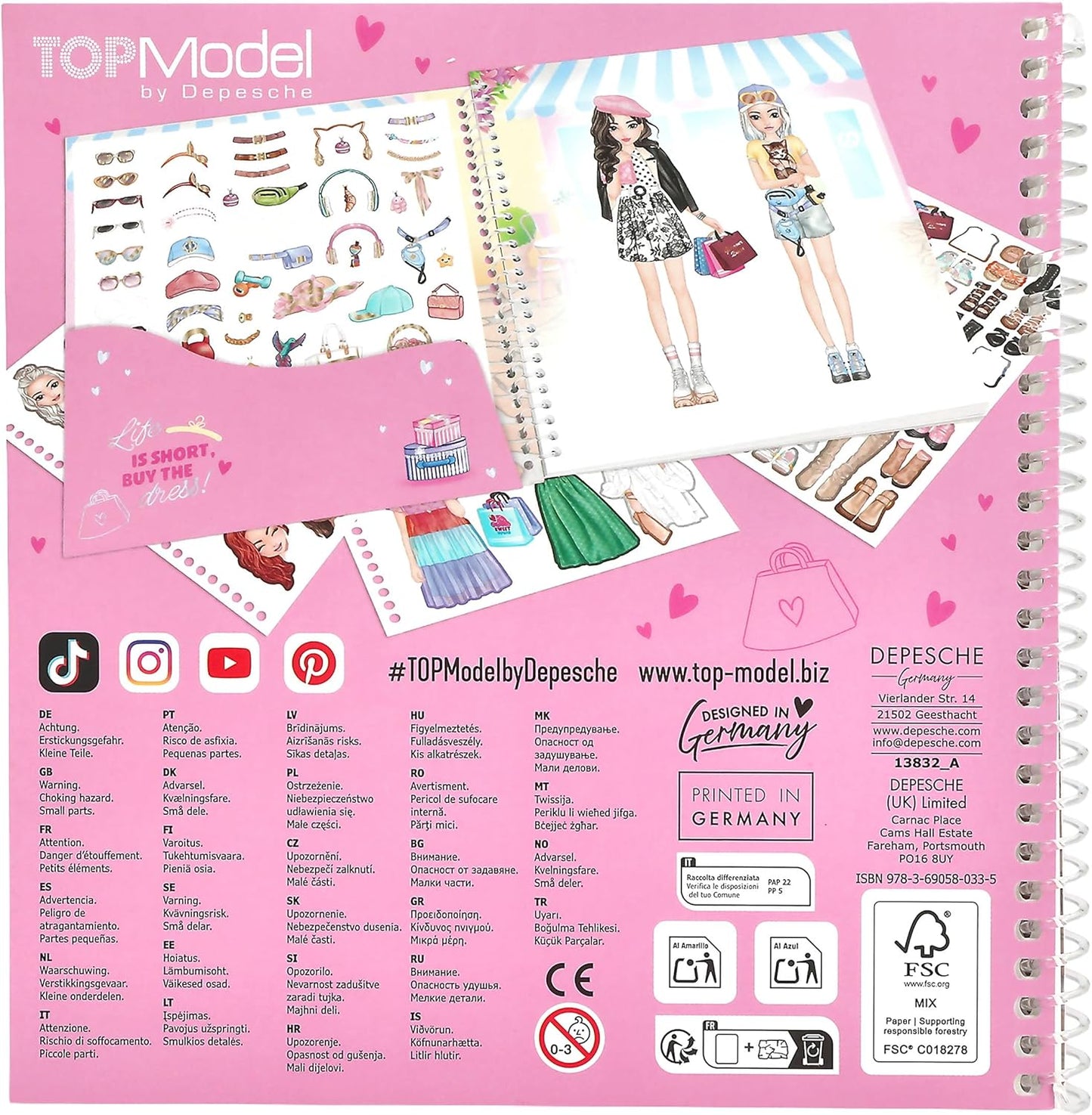 Depesche 13832 TOPModel Dress Me Up Sticker Book Shopping Tour with 24 Pages Model Motifs to Design Yourself Includes 11 Sticker Sheets