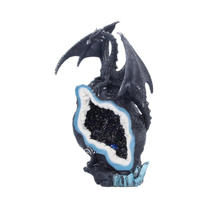 Nemesis Now Midnight Custodian Black Dragon Geode Light-Up Figurine 20.5cm – Fantasy Decor, Gothic Home Accents, Dragon Collectible, Illuminated Geode