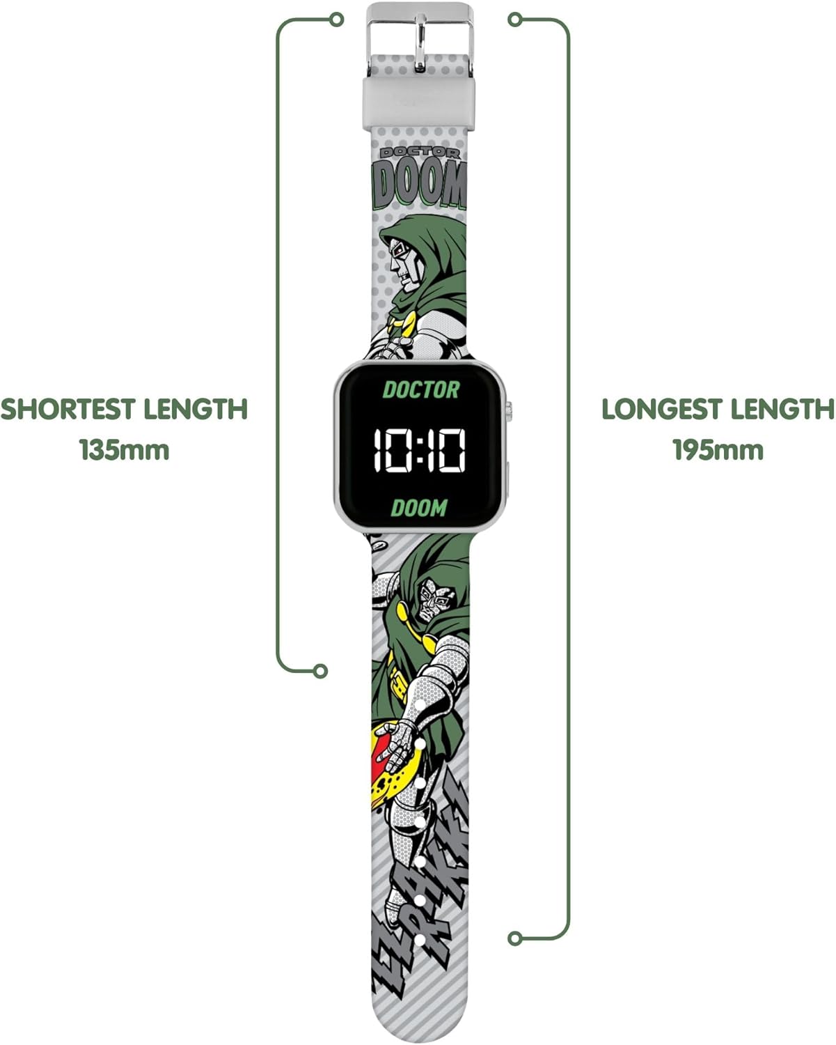 Accutime Doctor Doom LED Display Watch with Silicone Character Strap for Kids