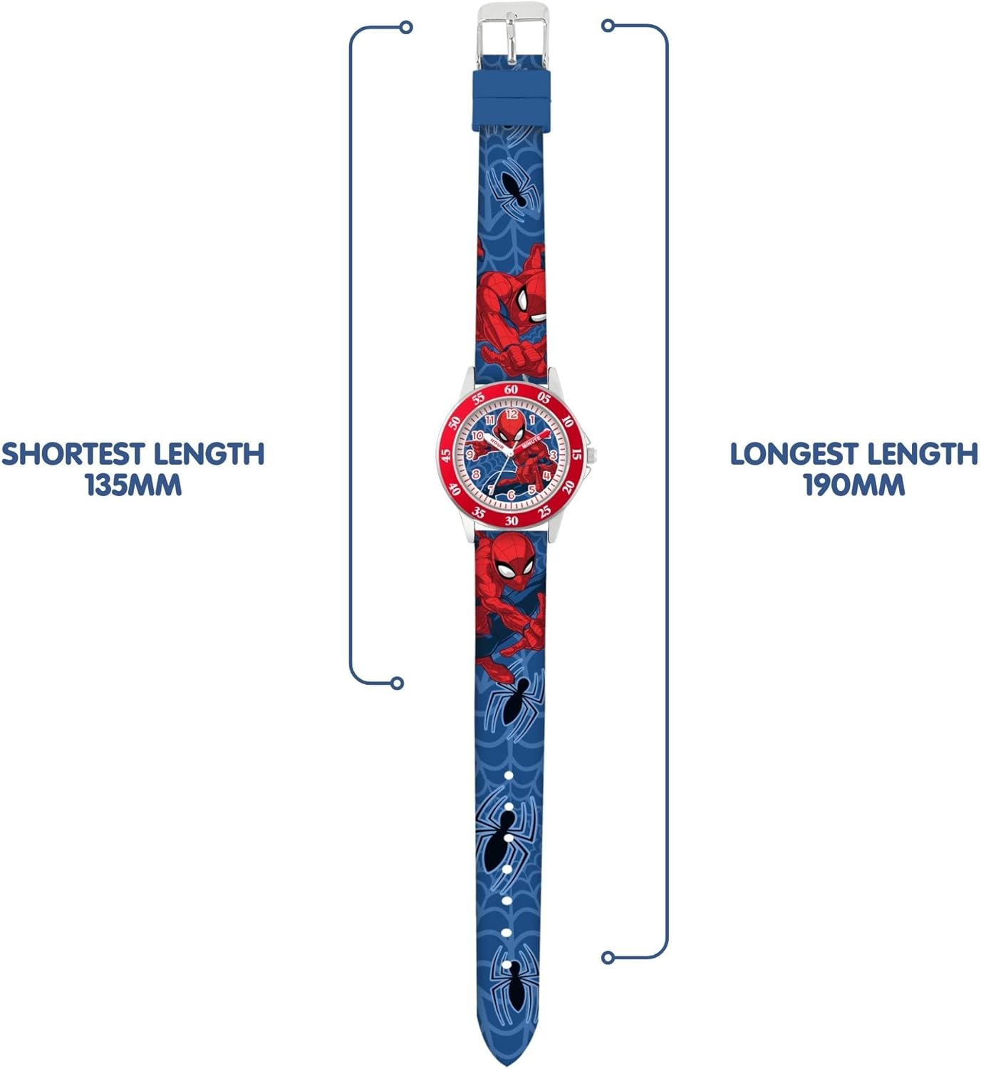 Spiderman Dial Quartz Watch with Silicone Character Strap for Kids