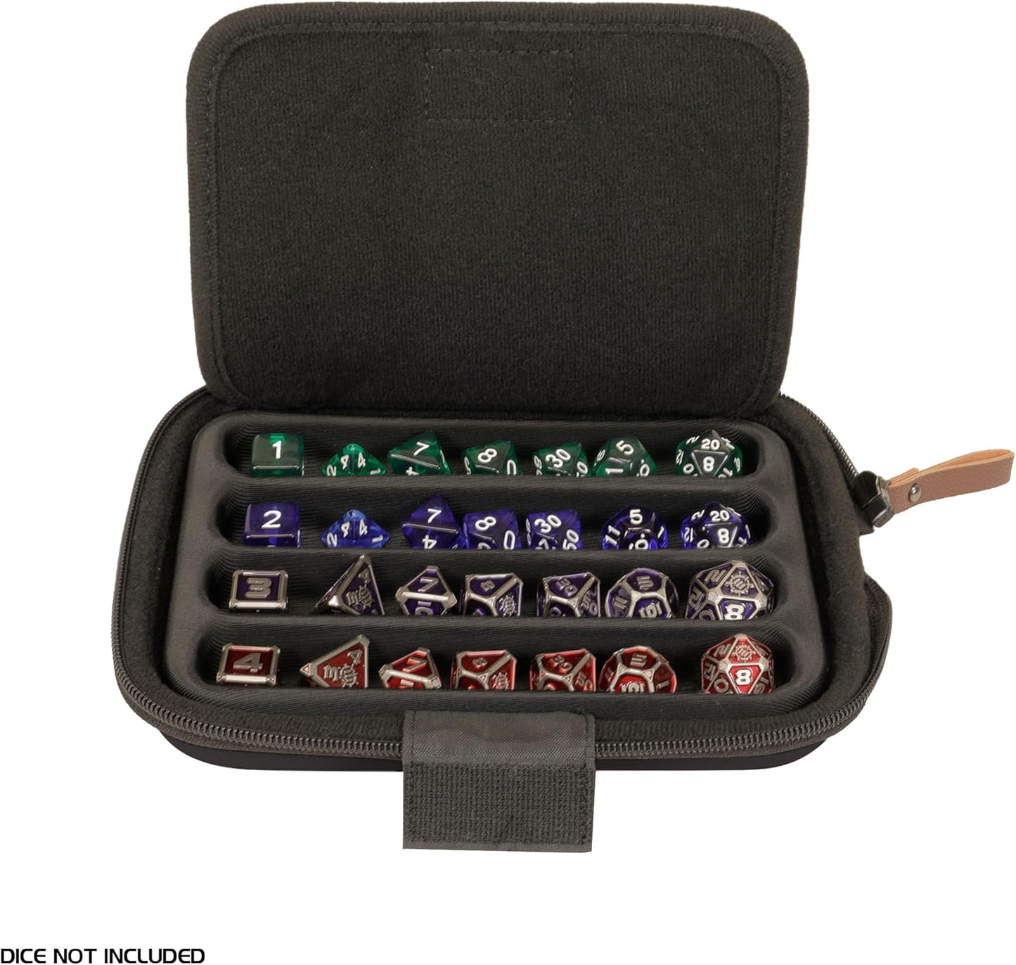 ENHANCE Designer Edition Würfeltablett – Würfel-Case & Würfelhalter für 28+ Würfel mit robuster Eva-Schale & Schutz – Würfelbrett mit herausnehmbarem Halter für DND & andere RPG Spiele (Schwarz