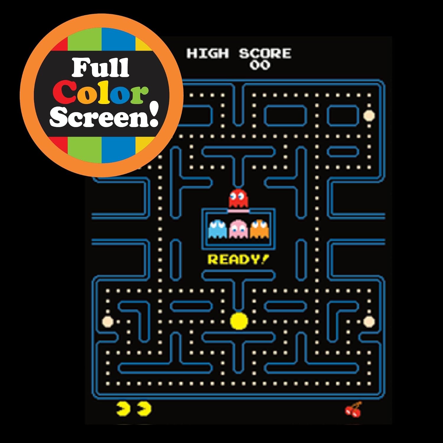 Basic Fun Pac-Man™ Mini Arcade Game Machine, Retro Klassieke Elektronische Speelgoed met Nieuw TFT Kleurenscherm, Authentieke Miniatuur Replica, Perfect voor Alle Leeftijden
