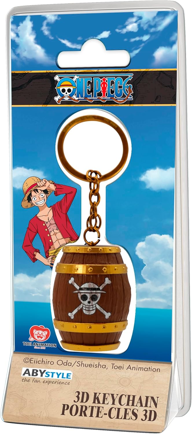 ABYSTYLE One Piece Barrel Skull 3D Keychain | Official Anime Accessory for Fans & Collectors | Luffy-Inspired Pirate Skull Key Ring for Backpacks, Bags, Gifts, and Display