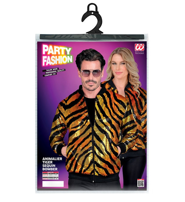 Widmann Party Fashion Bomber (Animalier Tiger Sequin Bomber) (L/XL) Orange