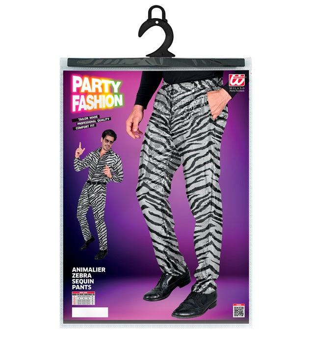 Widmann Party Fashion Pants (Animalier Zebra Sequin Pants) (S) Silver