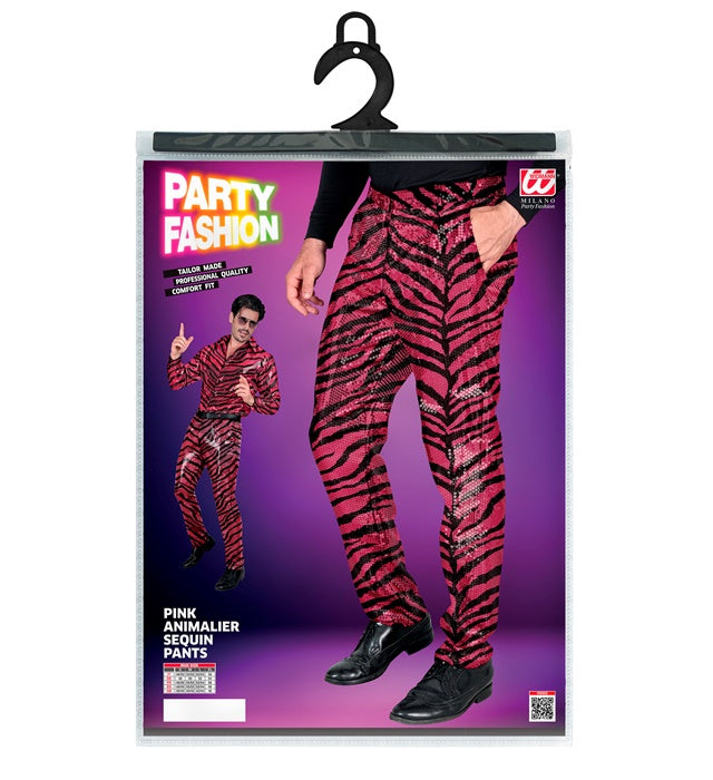 Widmann Party Fashion Pants (Pink Animalier Sequin Pants) (S) Pink
