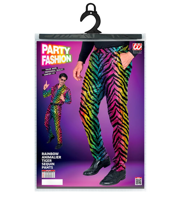 Widmann Party Fashion Pants (Rainbow Animalier Tiger Sequin Pants) (S) Rainbow