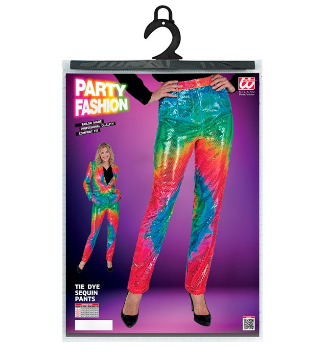 Widmann Party Fashion Pants (Tie Dye Sequin Pants) (L) Rainbow