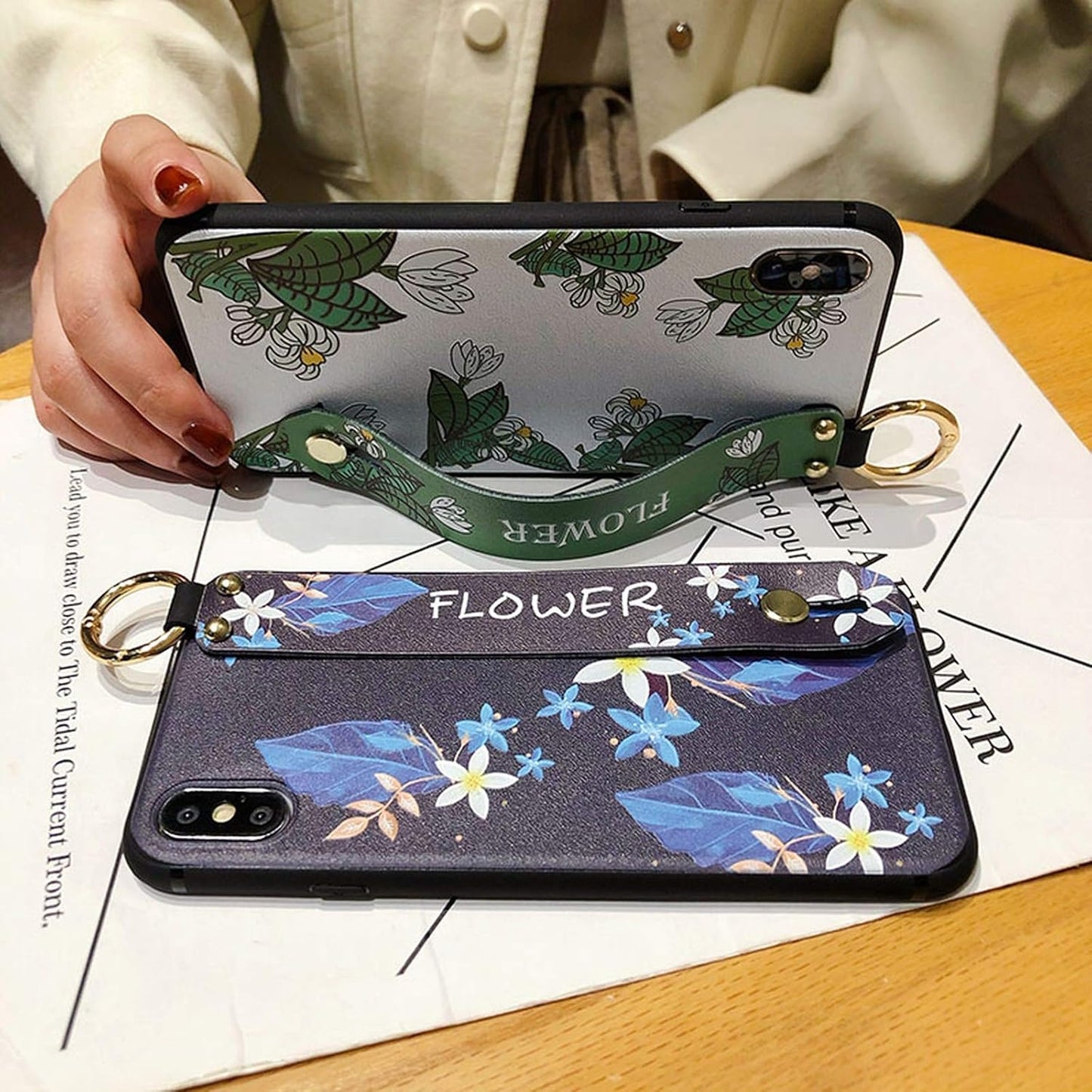 Fashion Flower Leaf Wrist Strap For iPhone Case 12 Mini 11 13 Pro MAX X XR XS MAX SE2 6 6S 7 8Plus Shockproof Soft Cover-Style 6-For iphone 11 Pro