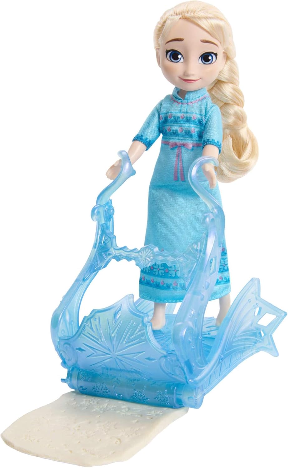 Mattel Disney Frozen Toys, Young Elsa Doll (5.5 in) in Nightgown Fashion with Dough, Olaf Mold, Ice Sled & Snow Hill Accessories, Inspired by Movie, JJP87