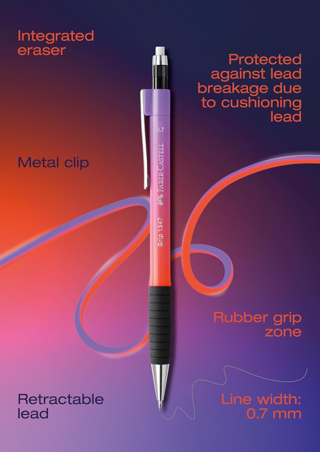 Faber-Castell 134702 - Grip Mechanical Pencil - 0.7 mm - Buzzing Blue