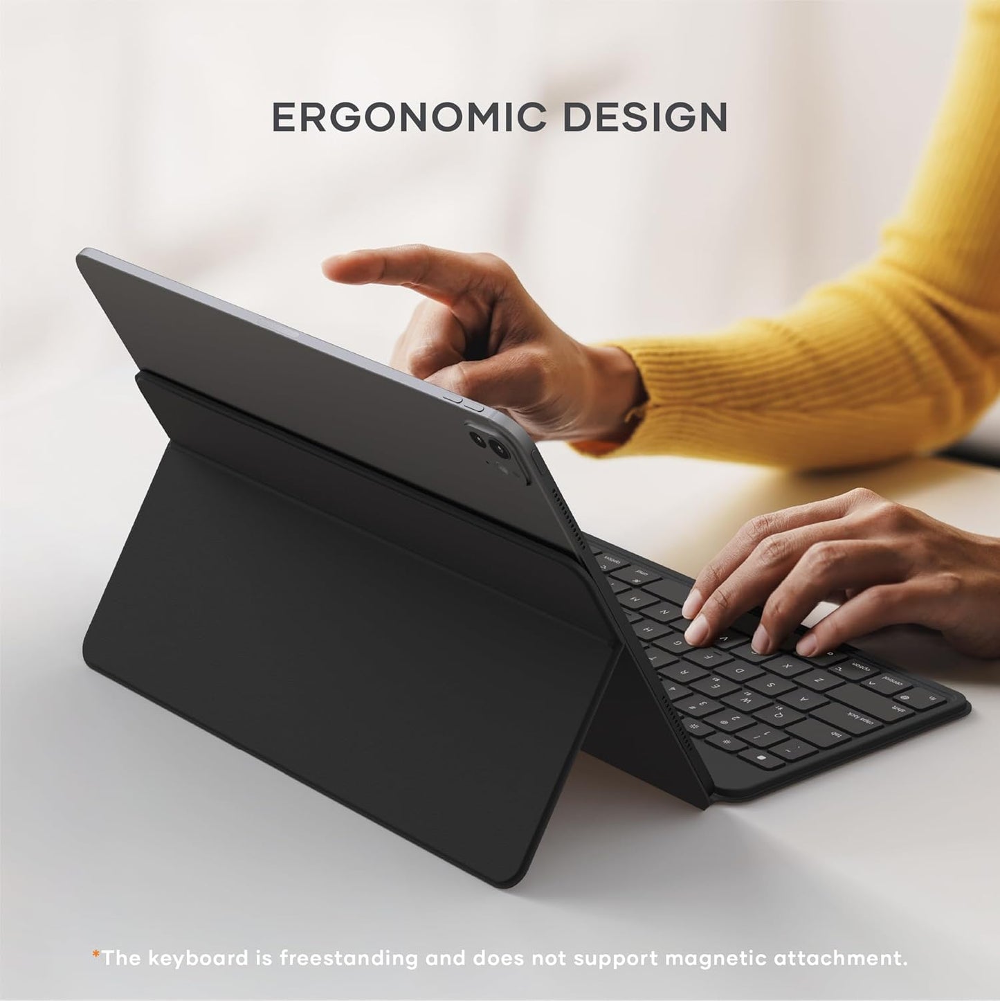 Satechi OntheGo Bluetooth Keyboard with Adjustable Stand, Connect up to 3 Devices, USB-C Rechargeable Battery, Portable Keyboard for iPad, Tablet – Black, 𝗨𝗦 𝗤𝗪𝗘𝗥𝗧𝗬 𝗟𝗮𝘆𝗼𝘂𝘁