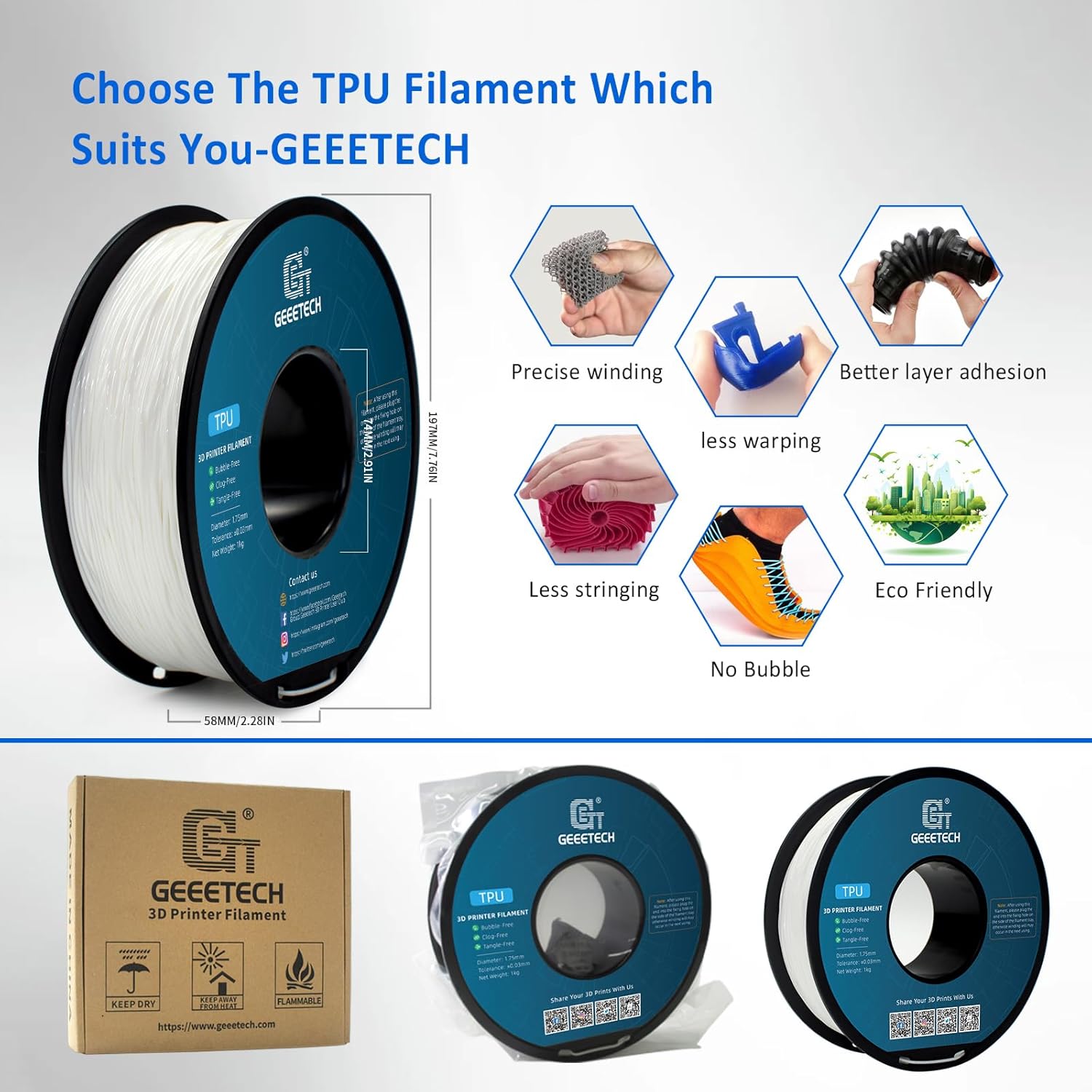 Geeetech - TPU Transparant Red (1.75mm - 1kg)