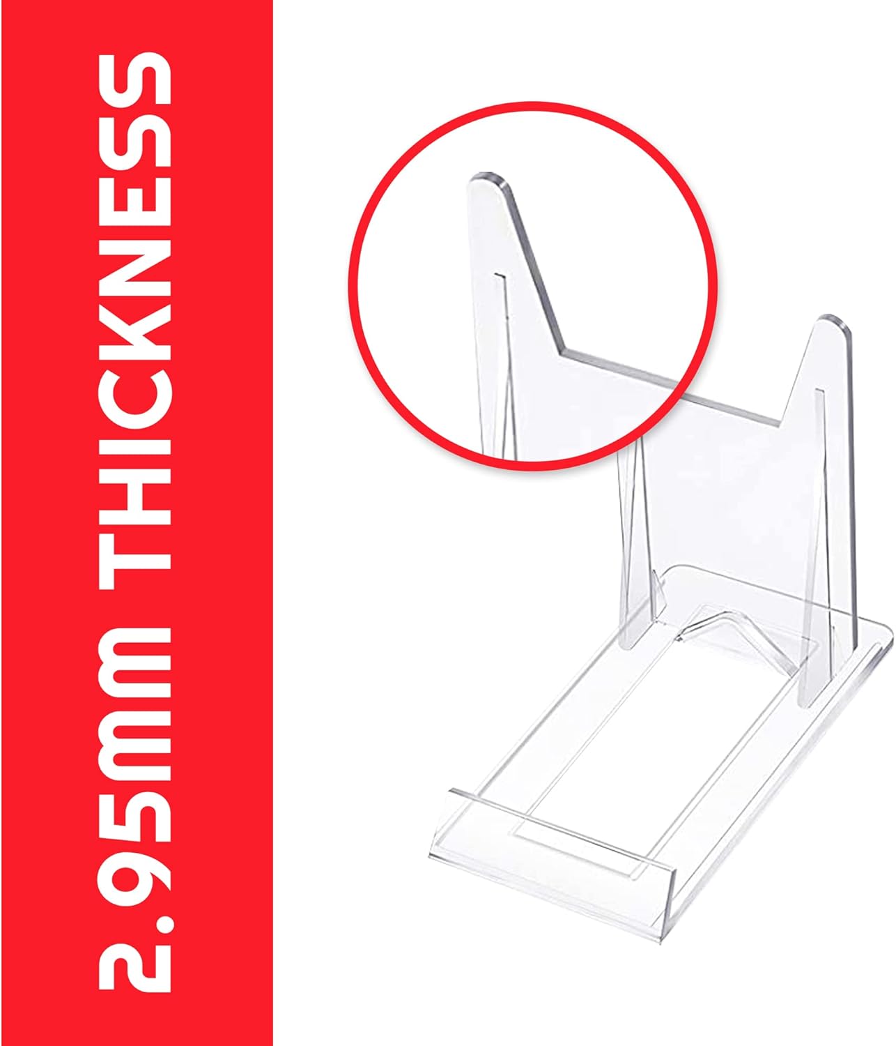 EVORETRO Display Stand - Plate Stand - 6-Pack Adjustable Acrylic Stand Compatible with TCG, Slab, Sports Cards, Comic Books, Books, Video Game Cases, and Picture Stand. Durable Clear Mini Easel Stand