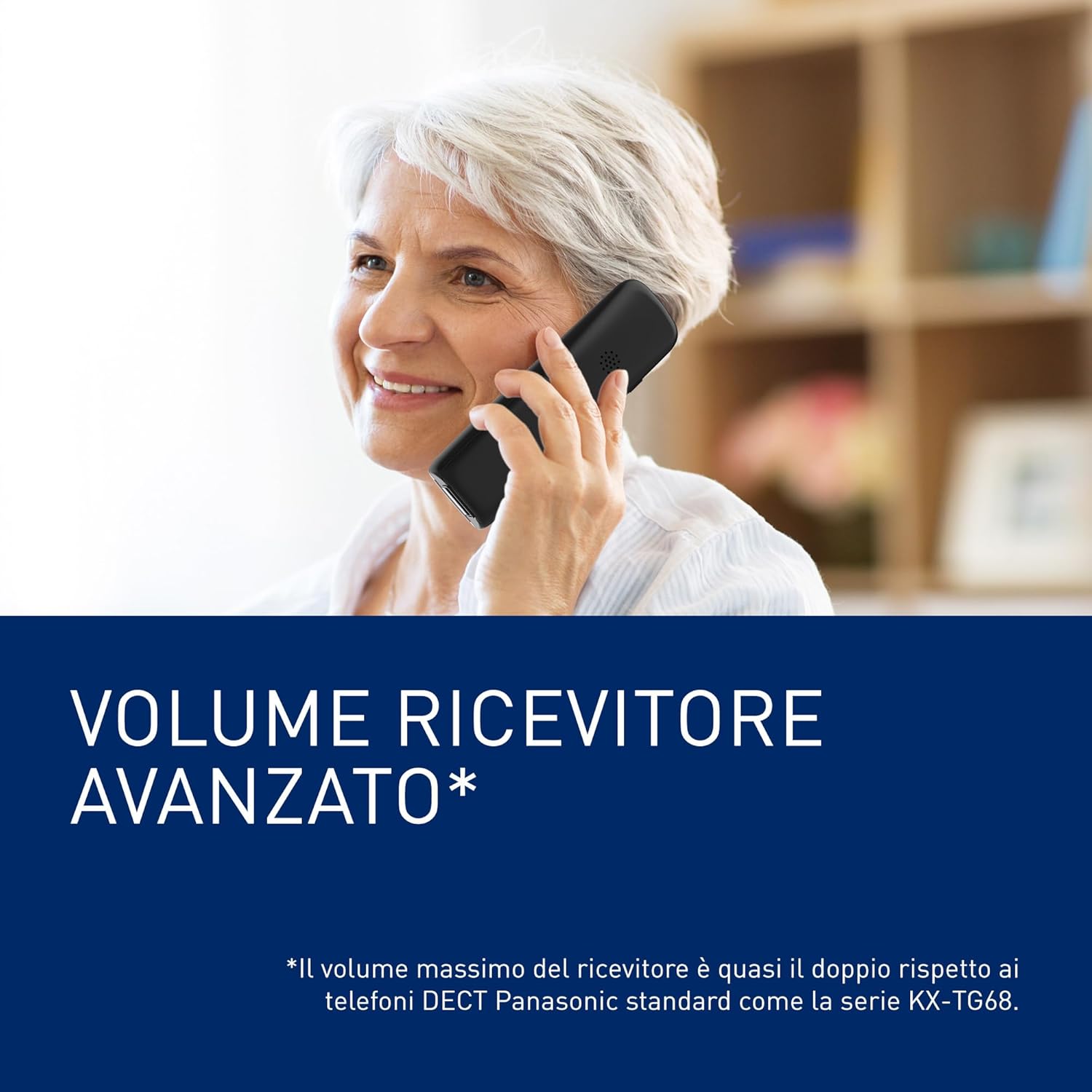 Panasonic KX-TGU130EXB Telefono Cordless Digitale con Segreteria Telefonica, Unità Base e 1 Ricevitore, Display LCD, Tasti Grandi, Fav Call, Compatibile con gli Apparecchi Acustici, Nero