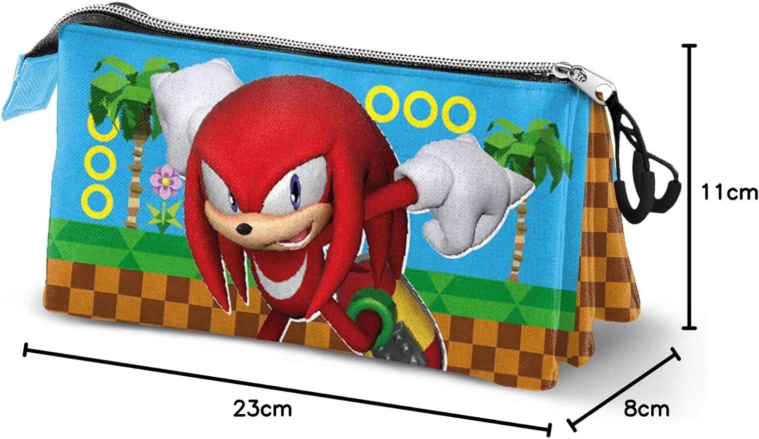 Knuckles Run-Dreifach Federmäppchen, Mehrfarbig, 23 x 11 cm