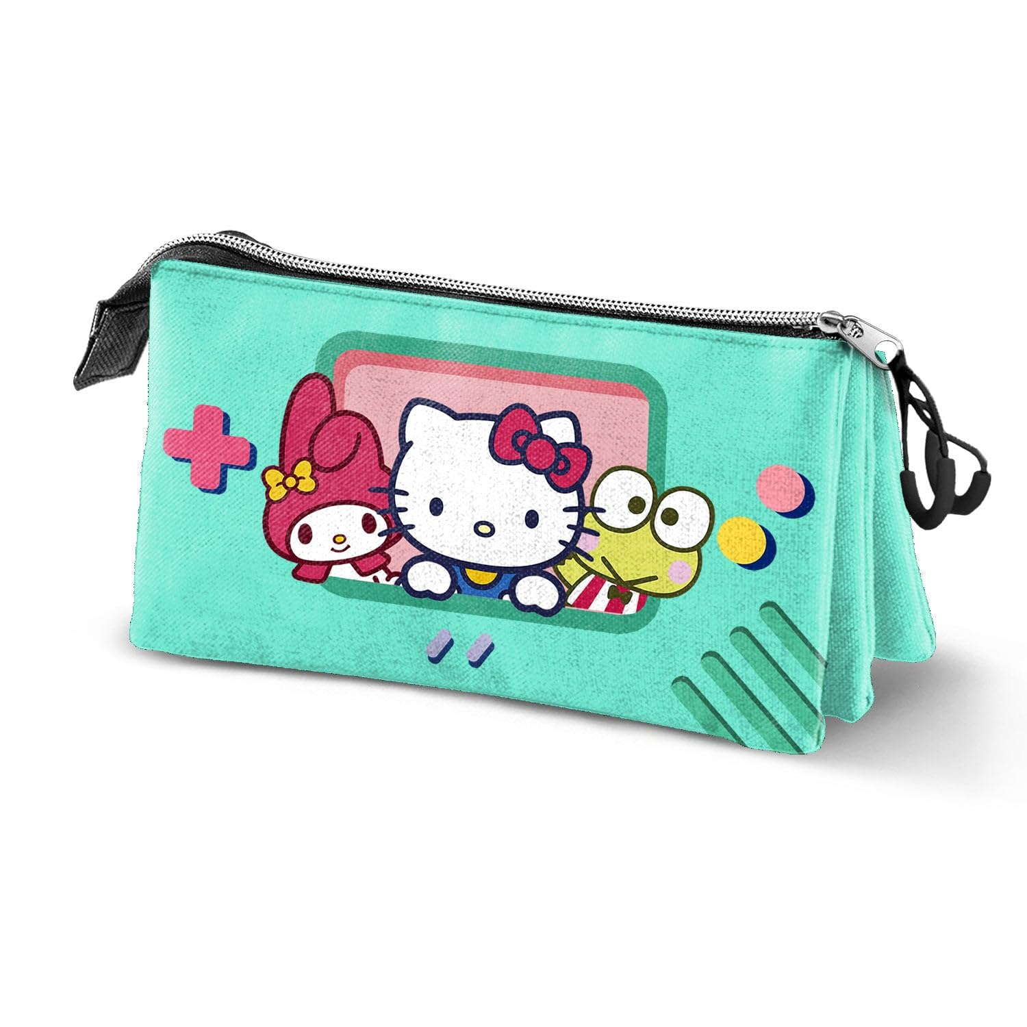 Hello Kitty Videogame-Trousse Triple, Turquoise 23 x 11 cm