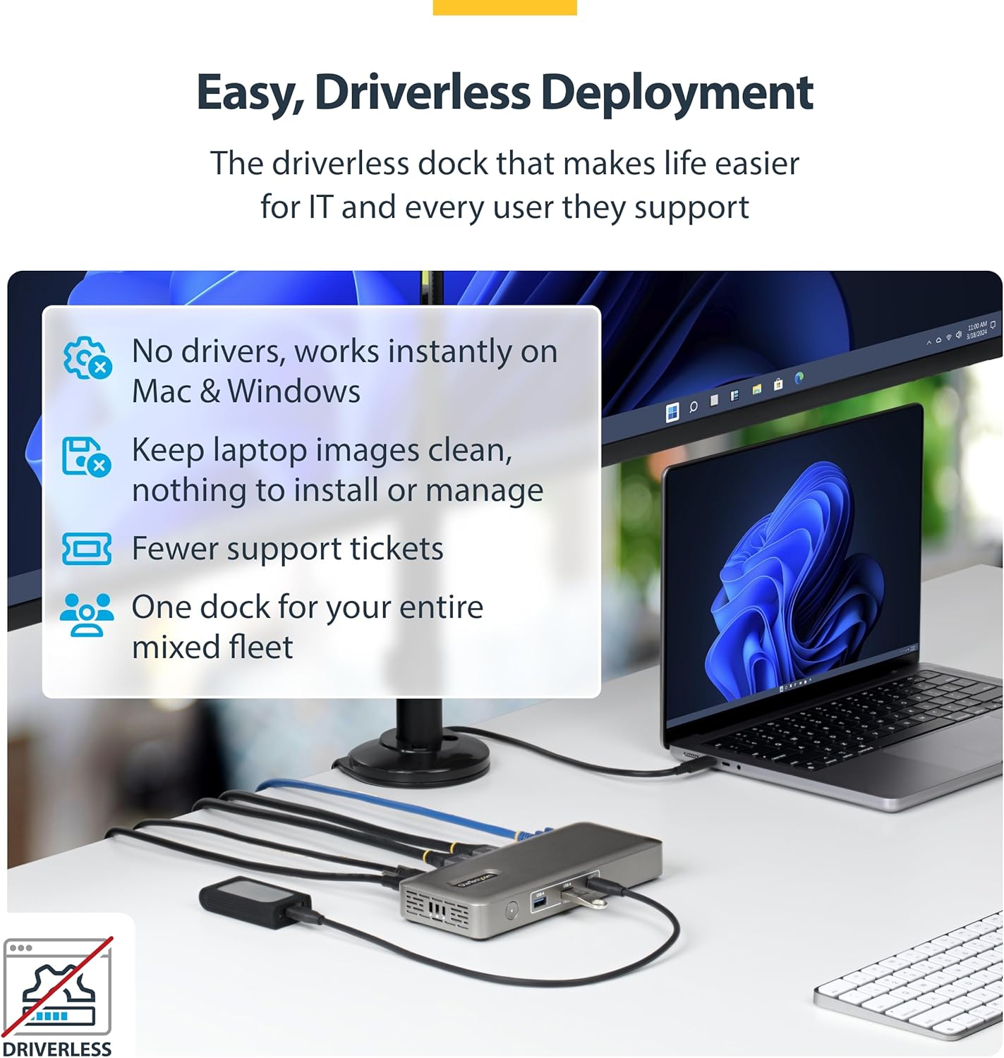 StarTech USB4 Docking Station, Driverless Dual 4K for macOS and Windows, Universal USB-C Dock with 100W Laptop Charging and 2.5GbE (208UE-USB4-DOCK