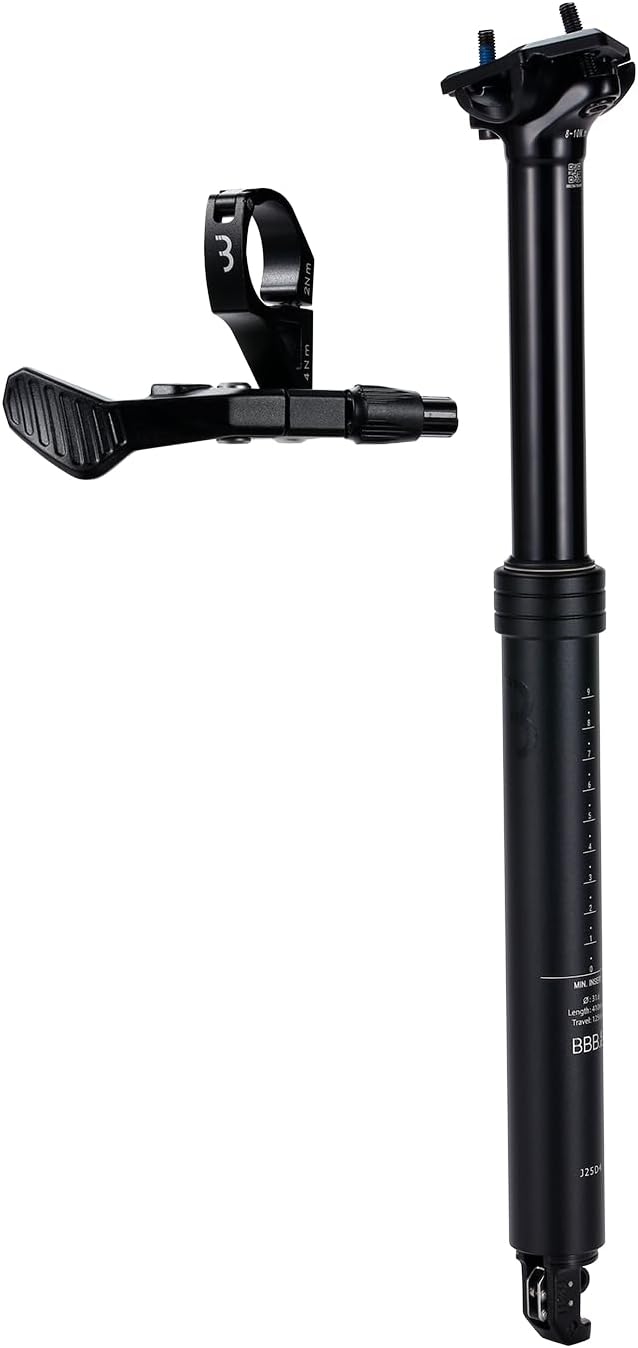 BBB Cycling Höhenverstellbare Sattelstütze mit Remote-Hebel und Kabelsatz – Geeignet für E-Bike, Rennrad, MTB, Trekking & City | LiftPost Dropper BSP-51 31.6 125T 410L