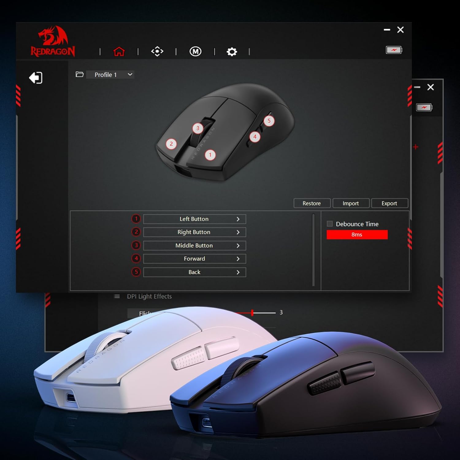 Mouse - Redragon K1Ng Standard M916-Std-1K 2.4G/Bt/Wired - Black