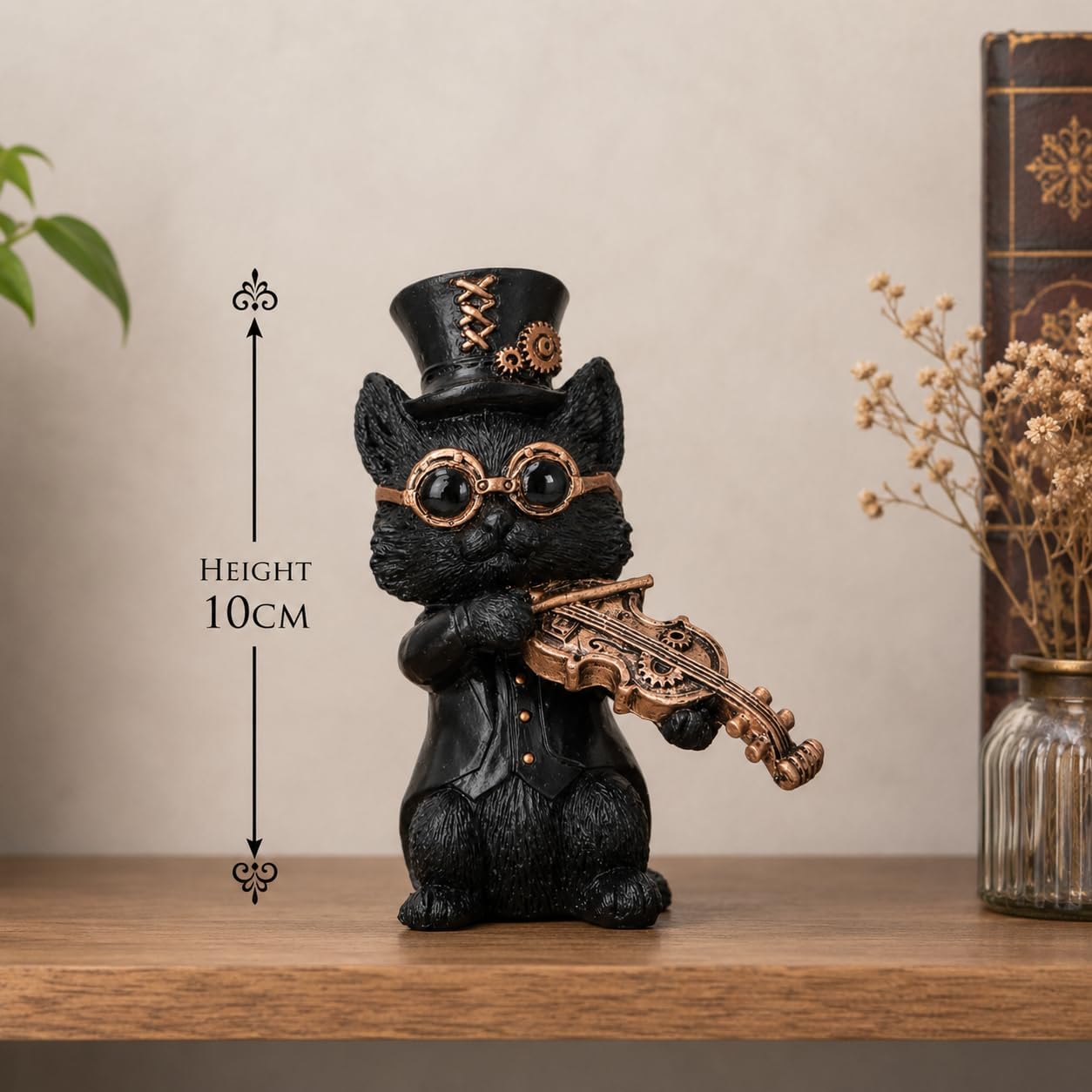 Music Meowstro Steampunk Cat Figurine Collection – Musical Cat Resin Ornament (Violin