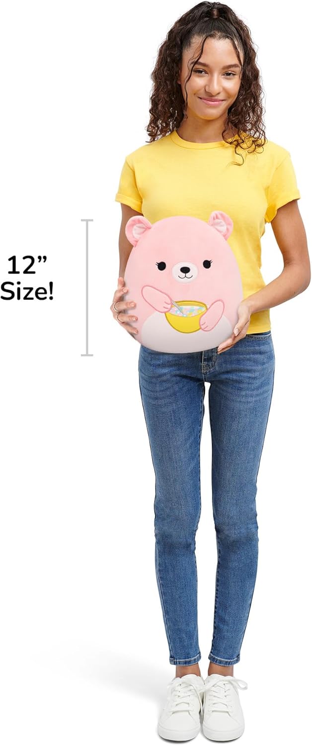 Squishmallows SQCR09490 - Hominy der Bär mit Müslischale 30 cm, offizielles Jazwares Plüsch, superweiches Kuscheltier