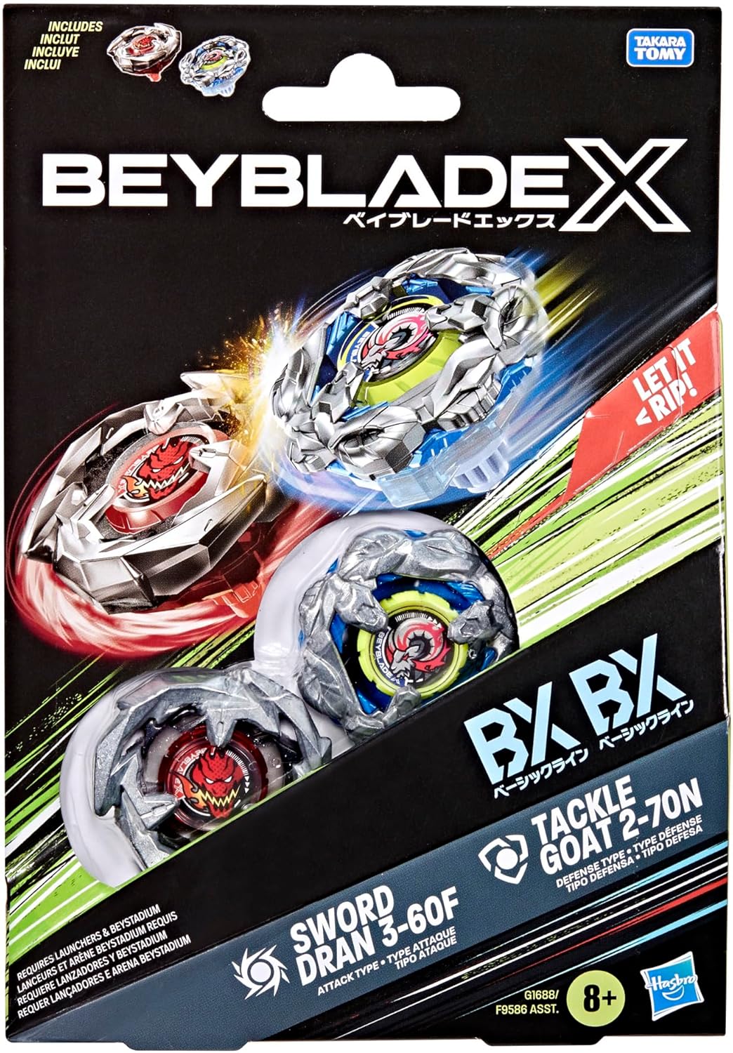 Beyblade X Tackle Goat 2-70N & Sword Dran 3-60F Dual Pack Set