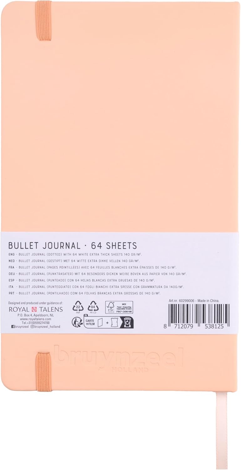 Bruynzeel - Bruynzeel Bullet Journal Perzik 13c21cm 140 G/M 64 Vellen