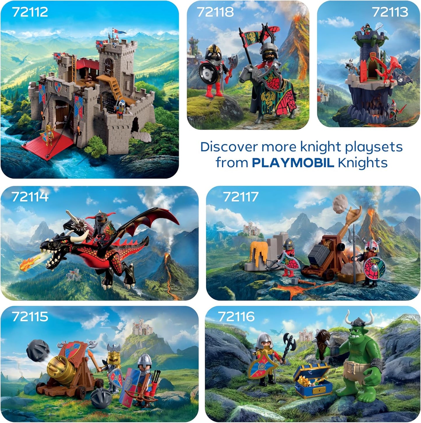 Playmobil | Knights | Dragon Knight Leader | Knight on Horseback with Banner and Companion | Knights Toy for Children Aged 4+ | 72118