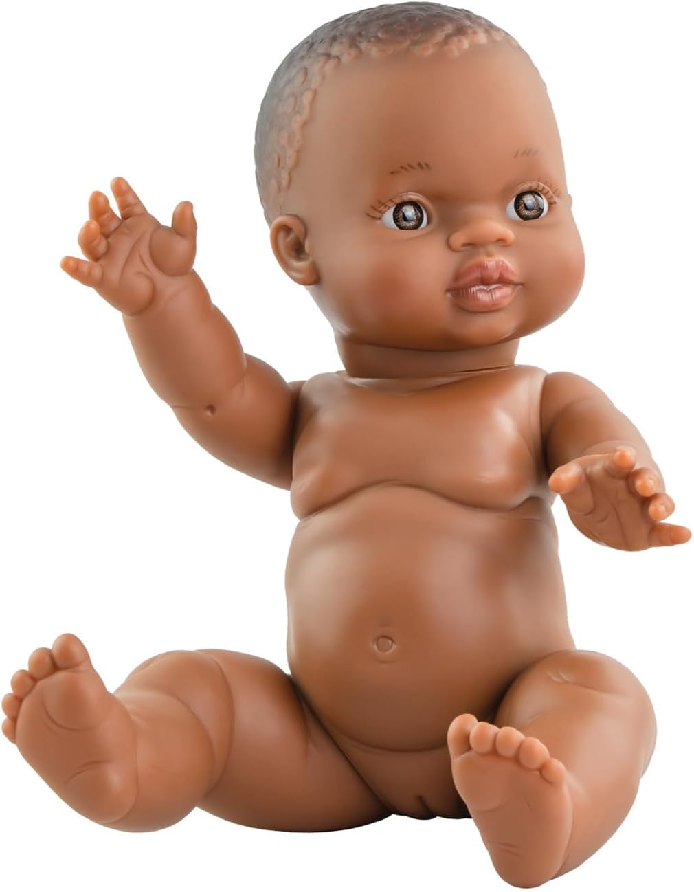 Heless 54024 - Meisjes babypop met mousseline jurk in karamel, gemaakt van 100 procent biologisch katoen, poppenmaat 34 cm