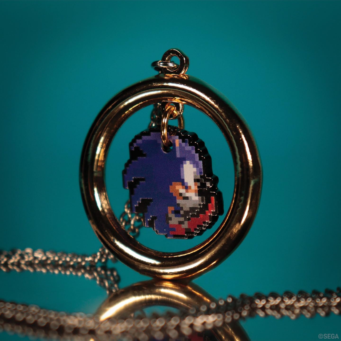 FaNaTtik Sonic the Hedgehog Limited Edition Metal Ring Pendant with Pixel Sonic – Individually Numbered Collectible for Retro Gaming Fans
