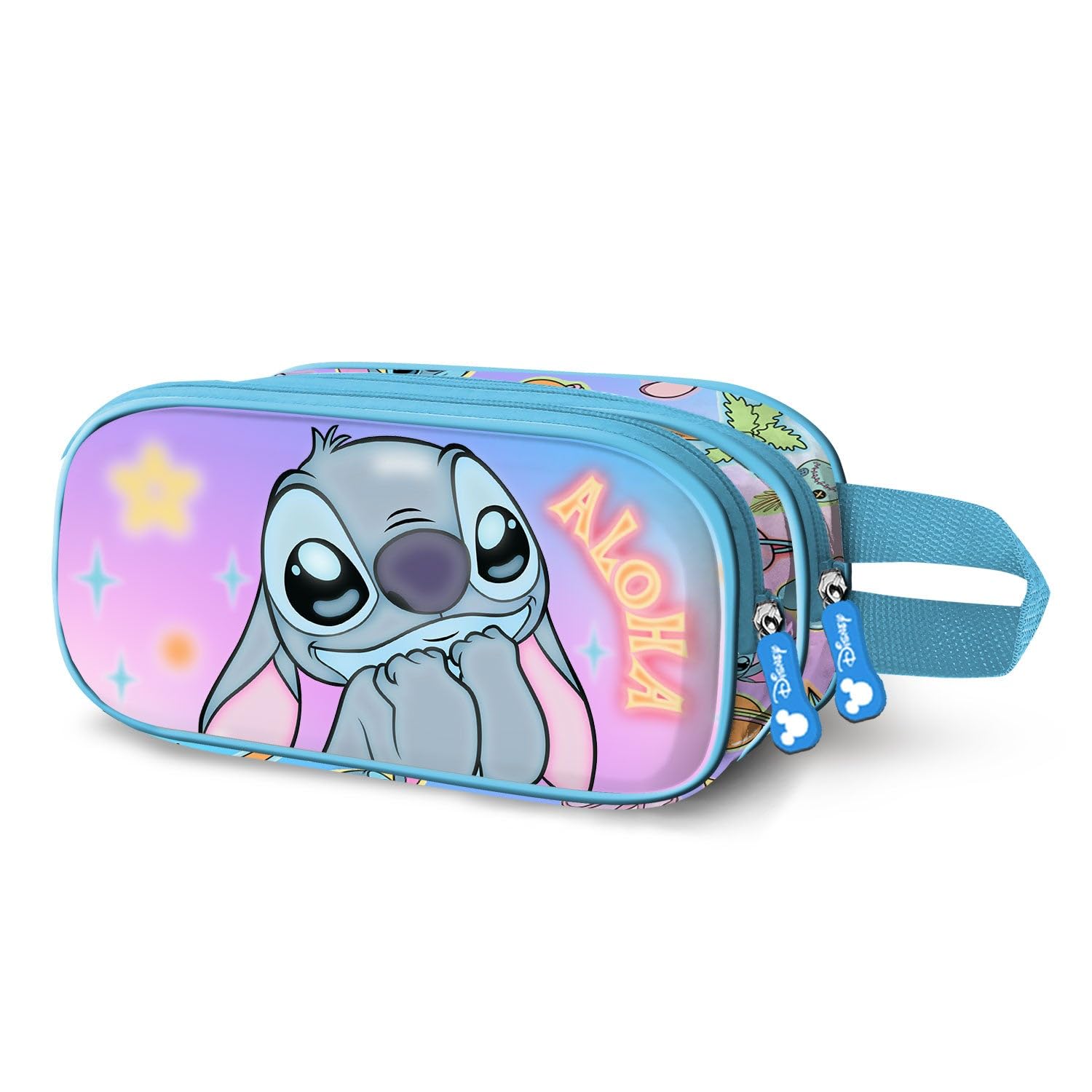 Disney Lilo e Stitch Mischievous-Astuccio 3D Doppio, Blu, 22 x 10 cm, Capacità 1,50 L